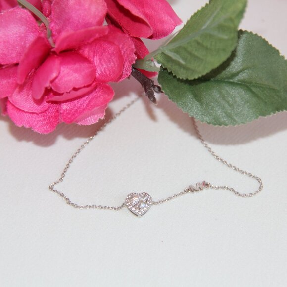 New in Box Michael Kors Sterling Silver Heart CZ Bracelet - Picture 4 of 13